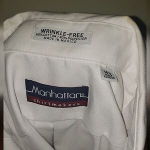 White Casual Button Down Shirt Wrinkle-Free